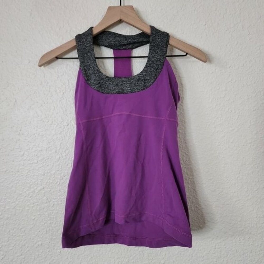 Lululemon Scoop Neck Tank Purple & Heather Gray Women's Size 6